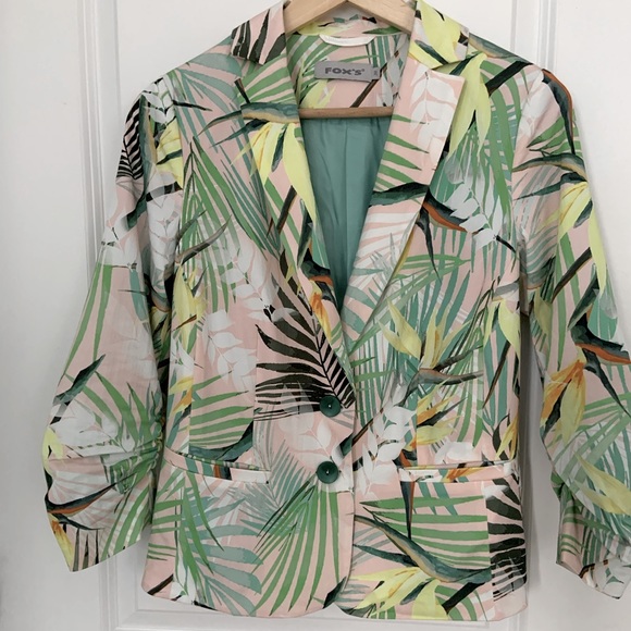 *HOST PICK* TROPICAL PRINT LIGHT JACKET / LINED / BLAZER - Picture 1 of 3